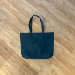 Straightforward Black Vegan Leather Structured Tote Bag